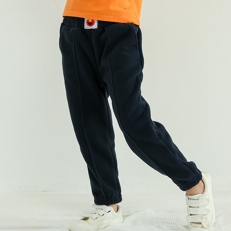 儿童摇粒绒裤子秋冬加绒加厚男童女童宝宝外穿长裤子一件代发