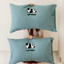 A类纯棉磨毛冬季新款单枕套毛巾绣花卡通贴布绣可爱熊猫系列 枕套