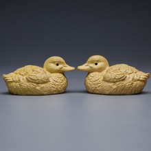 崖柏木雕小鸭子摆件卡通可爱鸭实木雕刻工艺品送女生礼物桌面饰品
