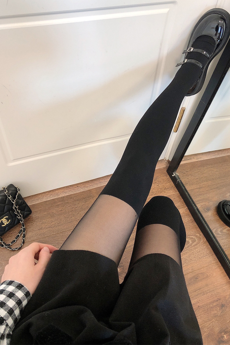 jk黑丝袜加厚假大腿袜连裤袜超薄款丝袜女假高筒袜过膝袜拼接丝袜