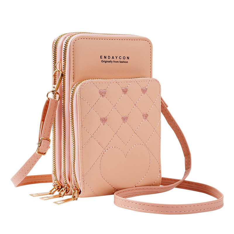 Products in Stock New Large Capacity Multi-Functional Fashion Simple Shoulder Small Bag Crossbody Three-Layer Zipper Mobile Phone Bag Women's Bag