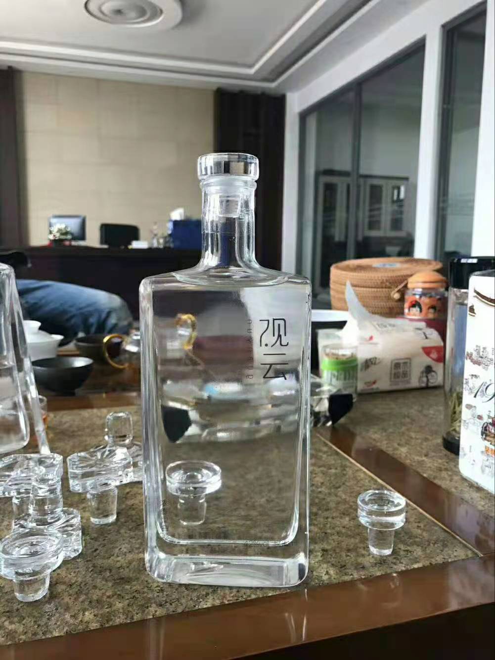 观云酒瓶玻璃密封藏酒泡酒罐储酒一斤装白酒瓶空瓶存酒器包装全套