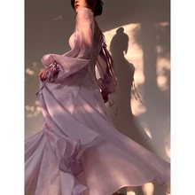 Aconiconi｜紫苑云霓 法式度假裙气质大裙摆灯笼袖印花浪漫连衣裙