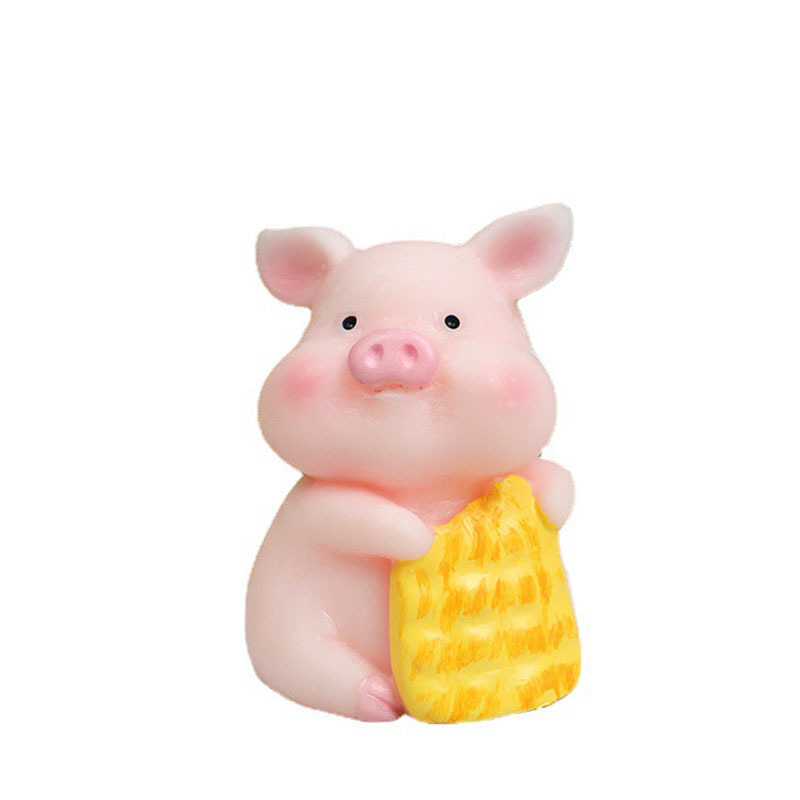 Micro Landscape Spring Outing Piggy Ornaments Creative Home Desktop Small Animal Resin Crafts Car Decorations Wholesale