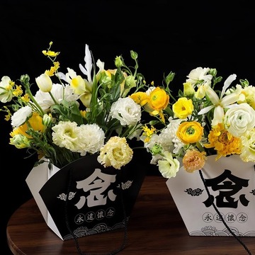 七色堇清明节手提盒鲜花包装纸包花纸材料菊花花束包花纸扫墓祭奠