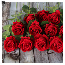 茂萨玫瑰花单支假玫瑰花客厅装饰花绒布红玫瑰花束绢花
