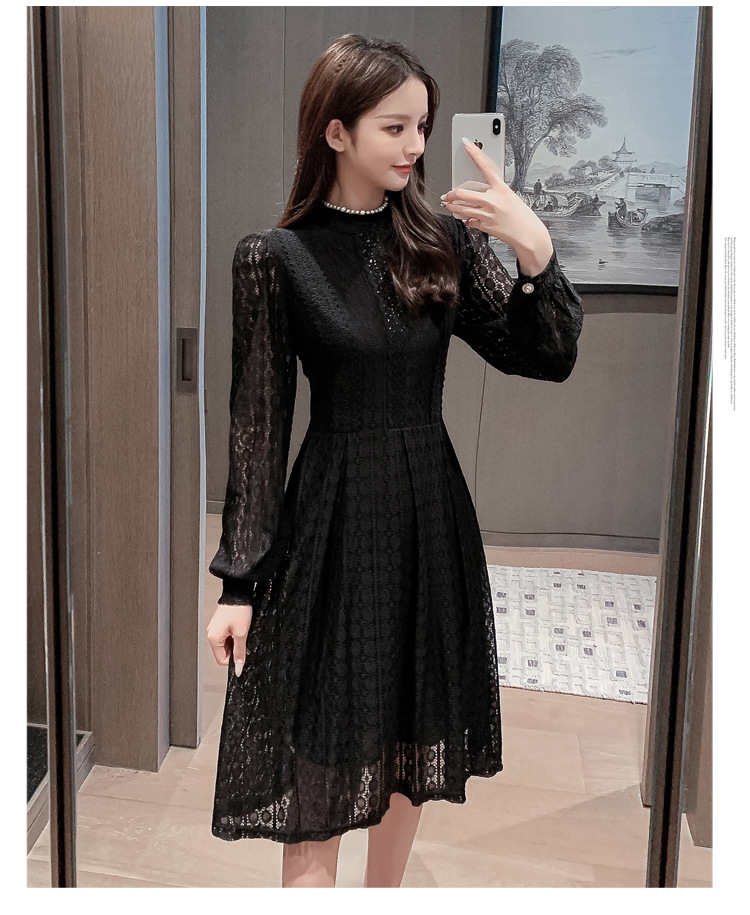 大码女装实拍2021春装新款胖mm洋气显瘦蕾丝珍珠裙遮肚减龄连衣裙