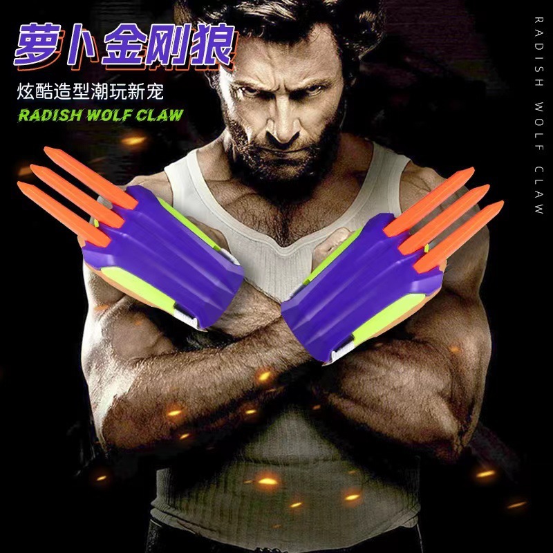 Douyin Online Influencer Same 3D Printing the Wolverine Radish Claw Plastic Paw Model Props Radish Knife Decompression Toy