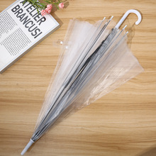 现货雨伞厂家批发环保伞POE塑料透明雨伞长柄伞印刷广告伞小白伞