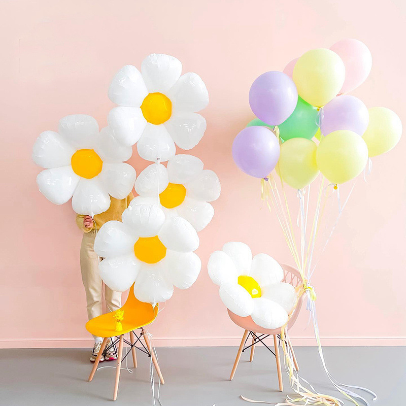 White Little Daisy Balloon Wholesale Internet Celebrity Ins Style Birthday Arrangement SUNFLOWER Flower Balloon