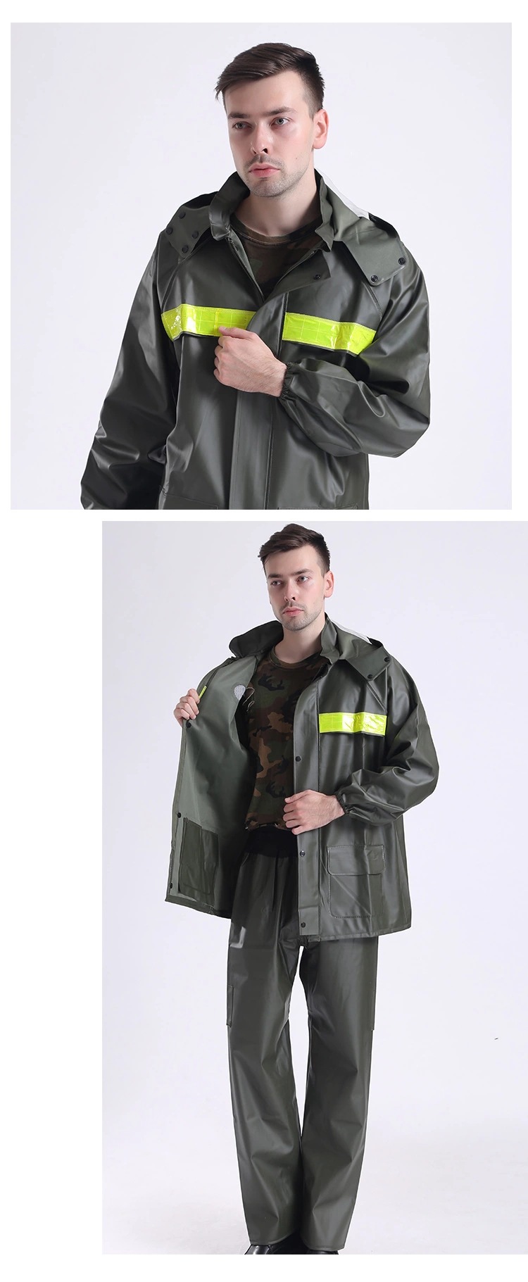 橡胶雨衣男加厚防暴雨分体雨衣雨裤套装户外电动摩托车骑行防雨服