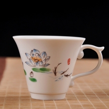 陶瓷茶杯大号有耳功夫带把白瓷加厚咖啡杯带柄办公小茶品茗早茶杯
