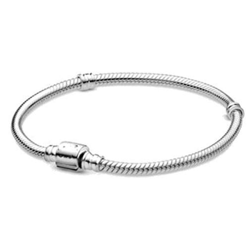 Panjia Bracelet Women's White Copper Plated Thick Silver Bracelet Square Heart Leaf Buckle Snake Bone Bracelet Fashion Trending Female Chain