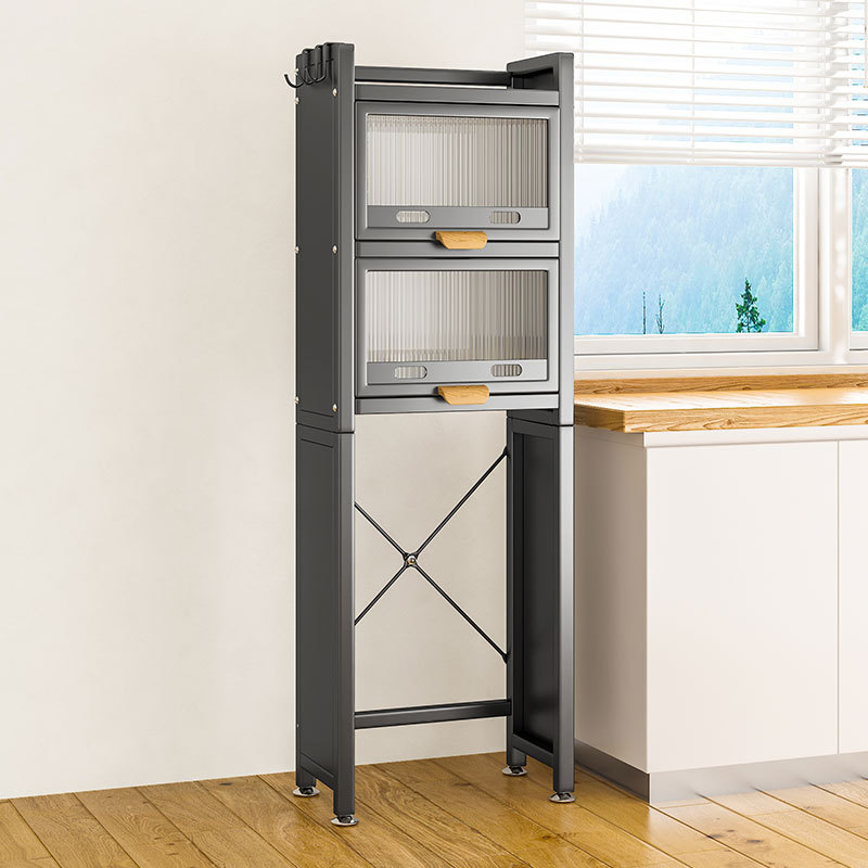 06ym厨房小型冰箱置物架上方空间利用架子顶部上面的冰箱架防尘收