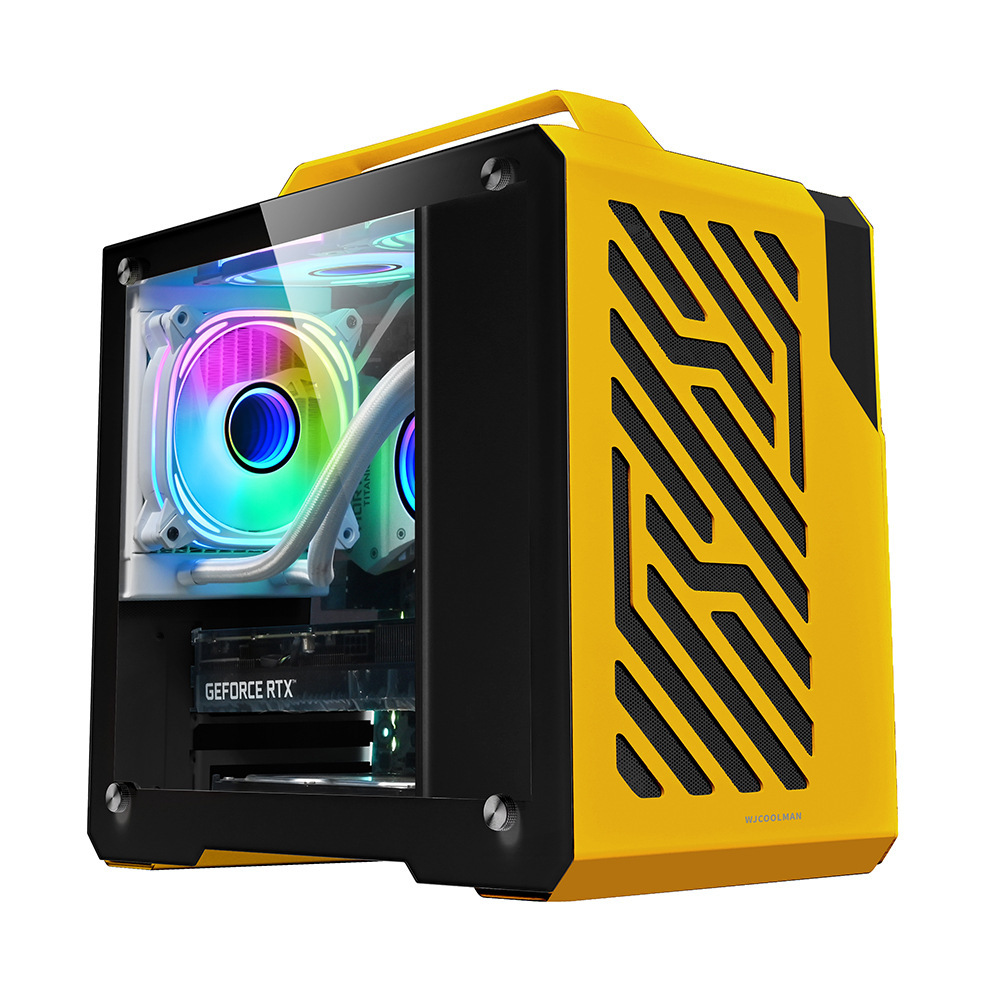 玩嘉铝元素手提紧凑便携itx/matx侧透水冷台式迷你纯白电脑小机箱