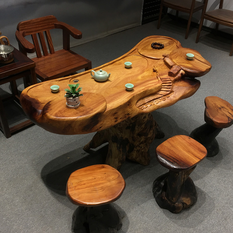 原木根雕花梨木茶几实木树根茶台家用树头功夫茶海客厅泡茶具茶桌