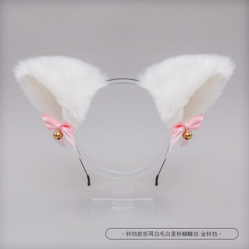 Japanese Cute Plush Cat Ear Bell Bow Lolita Headdress Fox Ear Accessories Cat Ear Headband