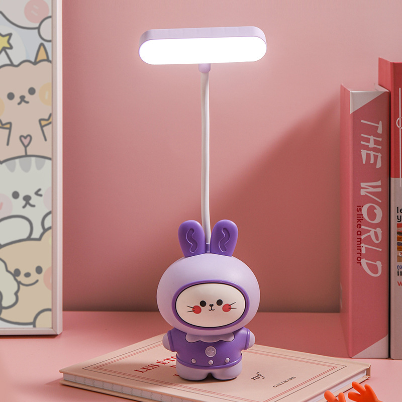 Creative Cartoon Rechargeable Eye Protection Table Lamp Led Reading Learning Table Lamp Bedroom Bedside Lamp Night Light Push Wholesale