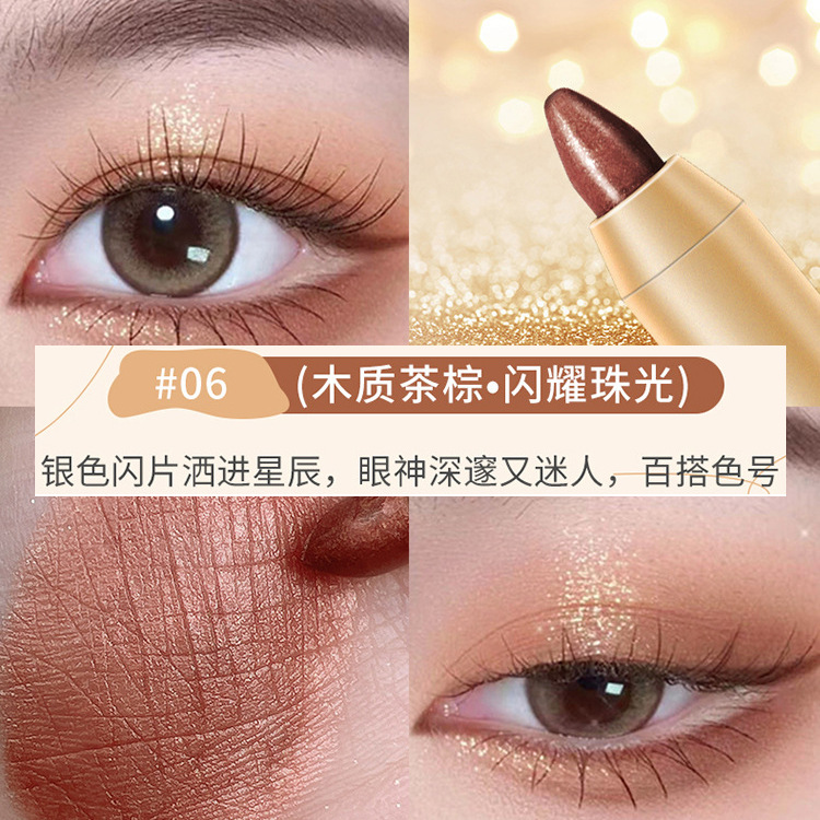 Wholesale Performance and Show Colorful Highlight Eyeliner Pen Eye Shadow Pen Thin and Glittering Repair Brightening Double-Headed Pearlescent Stick