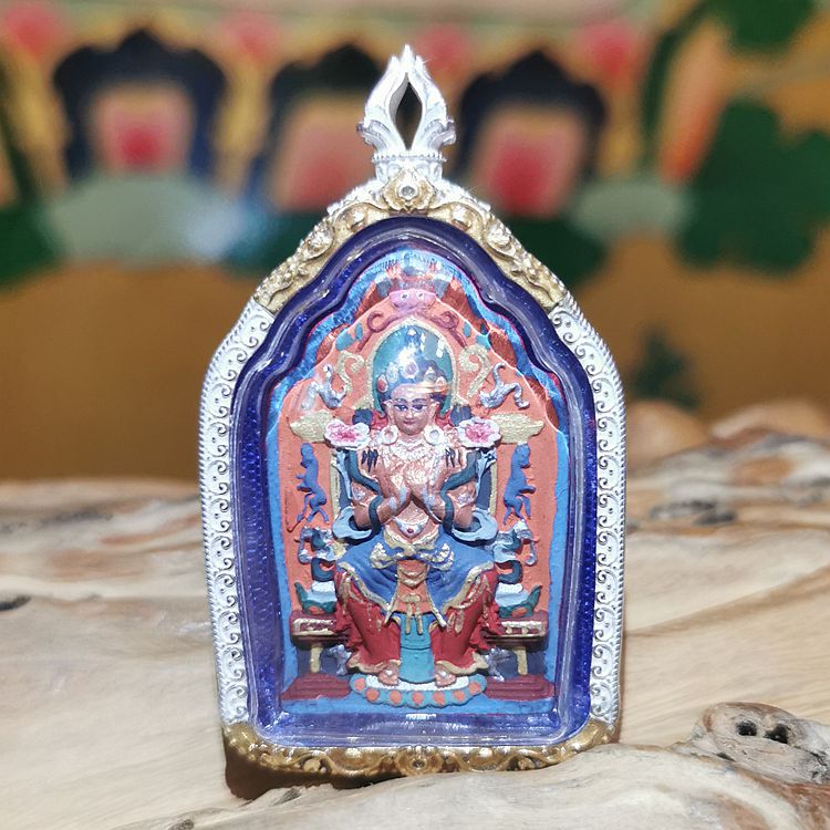 西藏矿物质彩绘擦擦佛像嘎乌盒吊坠本命佛弥勒佛随身唐卡小佛像