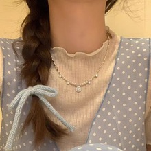 新款自然锆石珍珠项链女轻奢高级感百搭甜美气质小众设计锁骨链