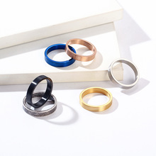 跨境冷淡中性风4mm钛钢戒指环简约无性别不掉色哑光拉丝男女手饰