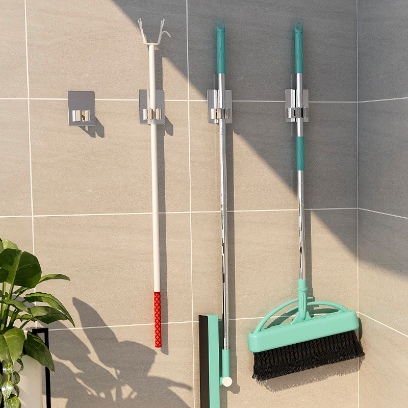 卫生间挂拖把挂钩免打孔壁挂式扫把收纳架浴室厕所拖布拖把夹神器