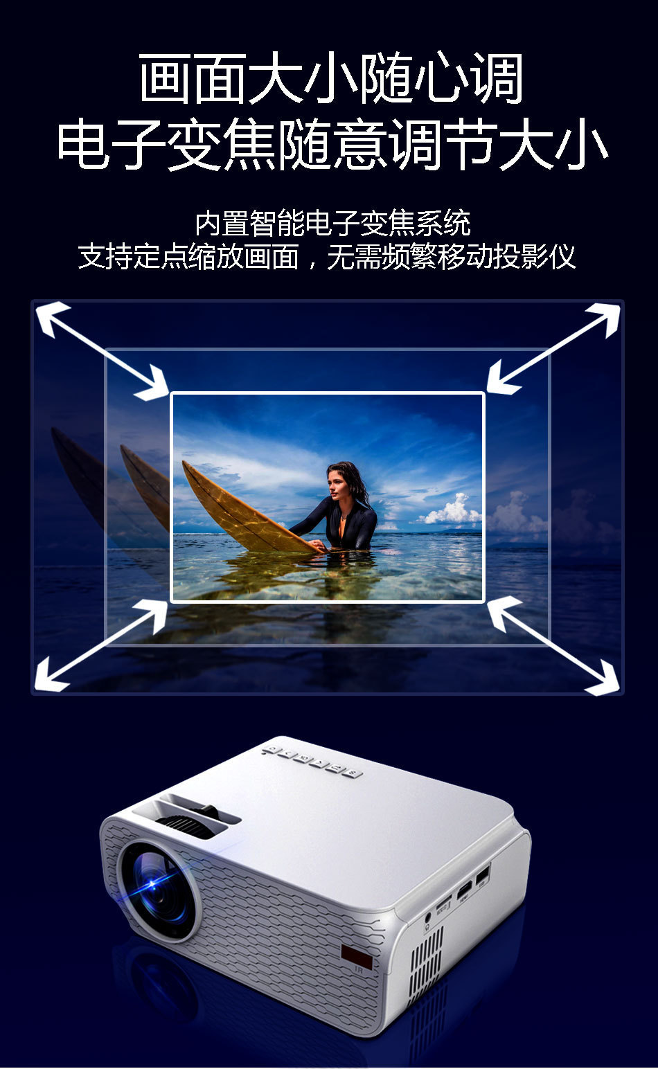 电子校形校侧投正全高清1080p家庭影院4k投影仪家用安卓可选外贸