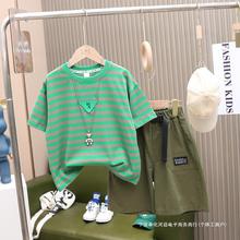 儿童装男童夏装套装2024新款韩版帅气中大童短袖两件套运动时髦潮