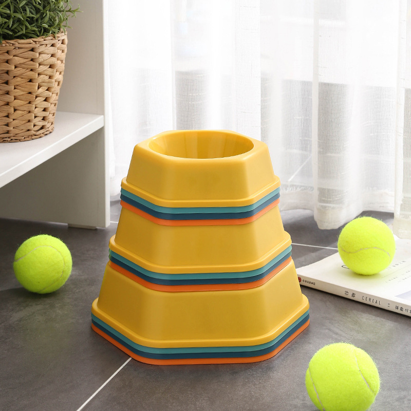 Pet Bowl Dog Bowl Easy to Clean Pet Supplies Large, Medium and Small Dog Tableware Color Pp Hexagonal Dog Bowl Single Bowl