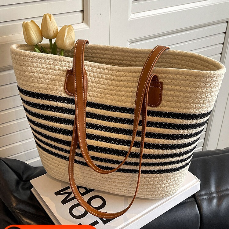 草编包包女大容量2024新款单肩编织包沙滩海边手提托特包女式草包