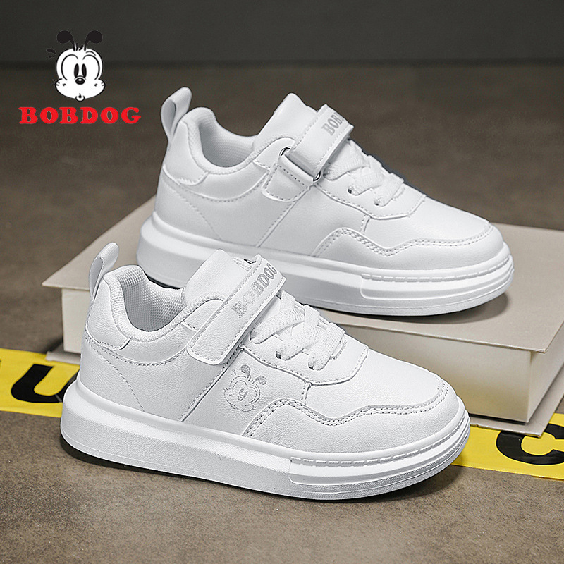 巴布豆童鞋小白鞋男童白色运动鞋小学生板鞋女童白色板鞋一件代发