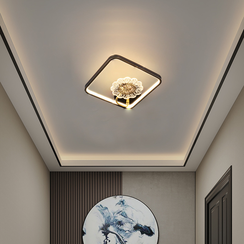 新中式全铜吸顶灯过道灯阳台灯玄关灯走廊灯简约现代中国风灯具