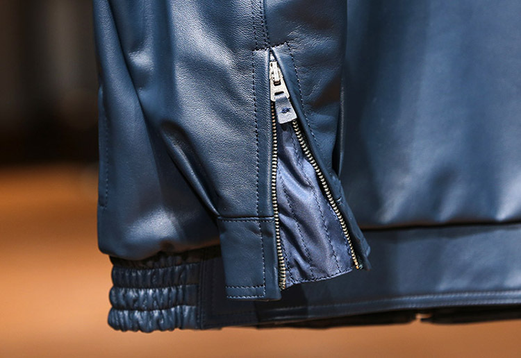 春飞际华351航空飞行真皮皮衣男加肥加大码号蓝色头层绵羊皮夹克