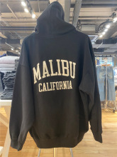 BM风nMalibu字母刺绣外套女bm复古宽松连帽开衫卫衣