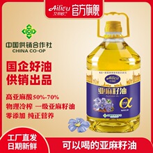 艾丽欧一级冷榨纯亚麻籽油2.7L食用油官方正宗胡麻仁油孕妇儿童