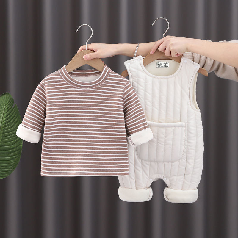 背带裤婴儿衣服秋冬套装两件套分体新生薄棉夹棉初生男女宝宝衣服