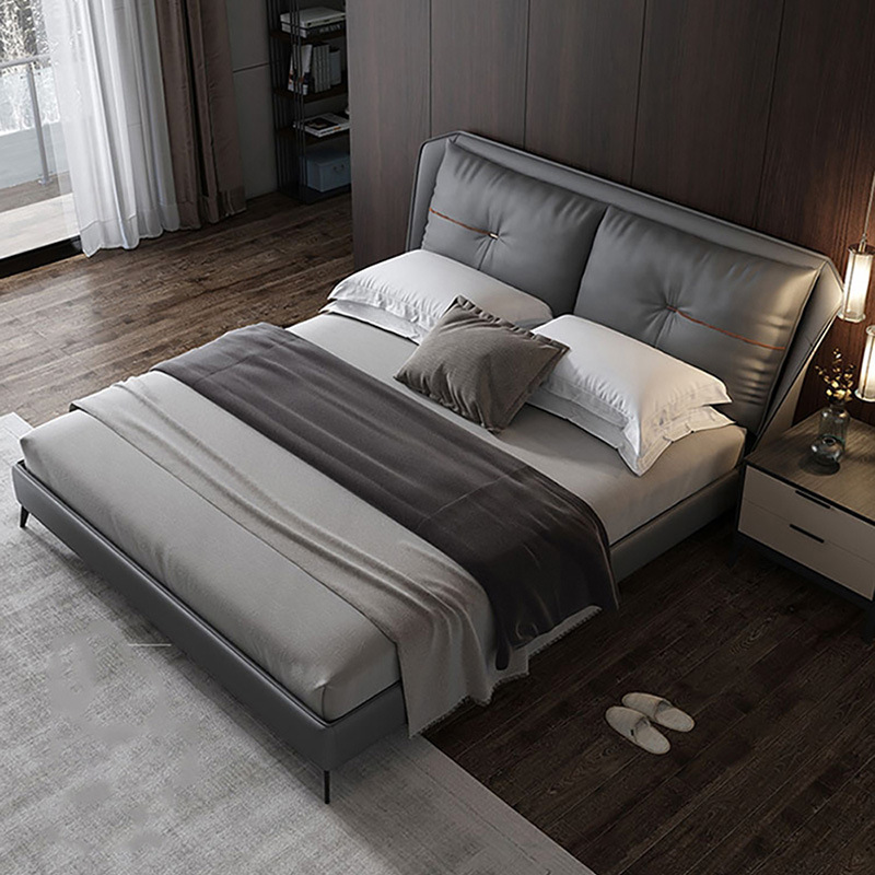 北欧真皮床 现代简约主卧室双人床意式皮床1.