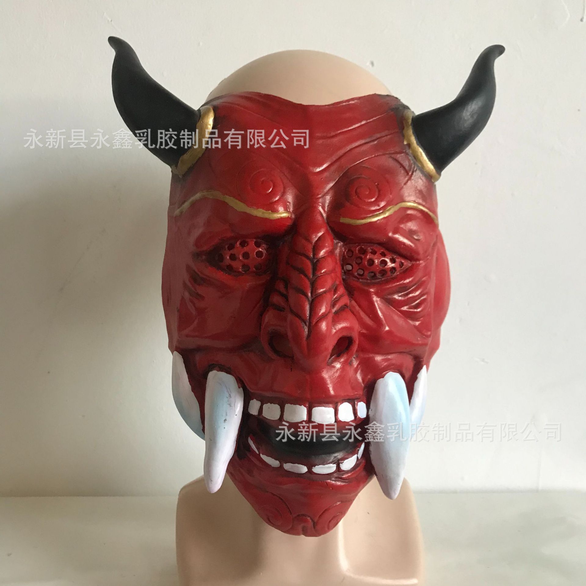 赤般若面具日本能剧半脸乳胶面罩怨灵鬼首鬼脸獠牙日系神兽假面