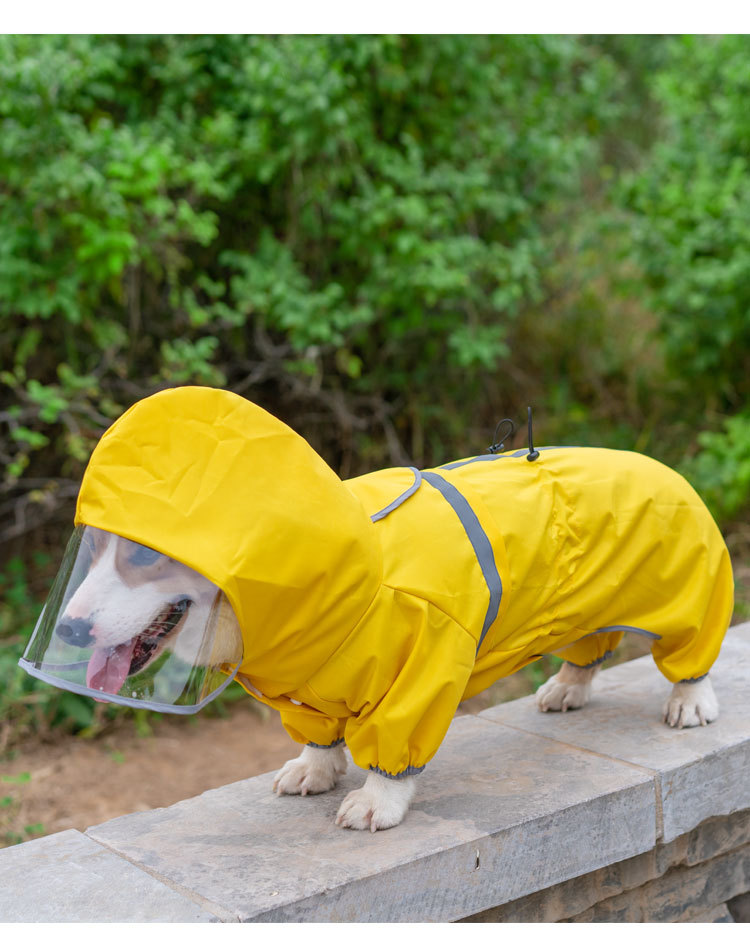 柯基雨衣四脚防水全包宠物用品狗狗衣服夏季的背心中型犬法斗薄款