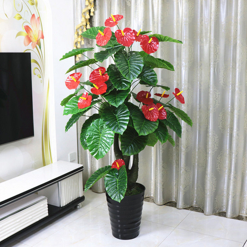 假树红掌花假花盆栽落地大型假绿植摆设客厅室内装饰植物仿真植物