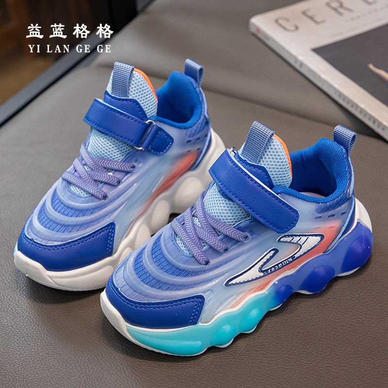 3-12岁男童运动鞋魔术贴儿童休闲鞋网面透气秋新款女童休闲鞋大童