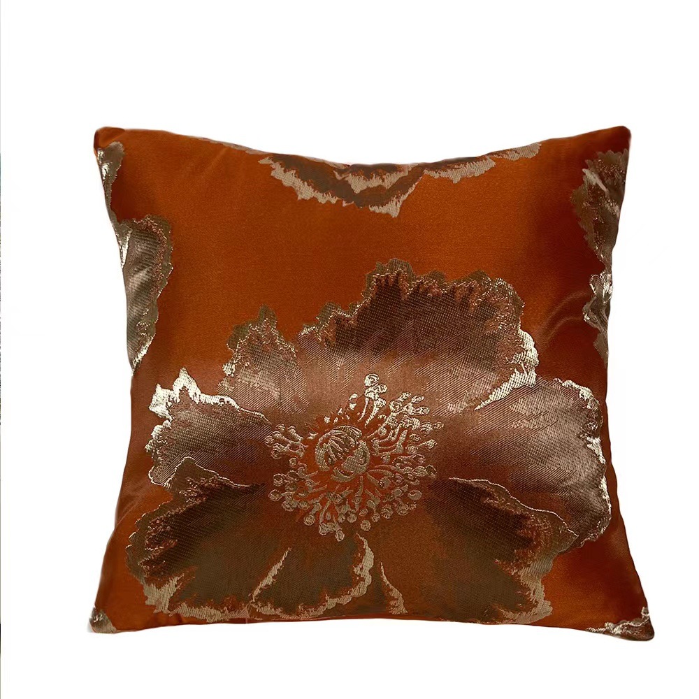 Entry Lux Pillow Gorgeous Flowers Print Living Room Sofa Cushion Cover Lumbar Cushion Cover High Precision Jacquard New Chinese Style