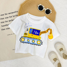 男童夏装新款短袖半袖儿童套头上衣卡通挖掘机T恤潮儿童t恤男0029
