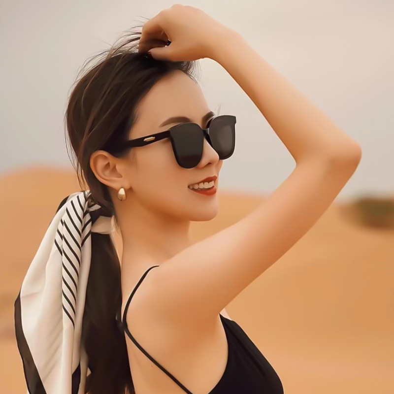 New Gm Sunglasses Women's High-Grade Big Face Slimming Sunglasses Women's Summer Sun Protection Uv Driving Polarized Glasses Men