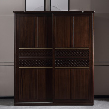 黑檀木现代新中式木质衣橱别墅高端卧室家具全实木移门大衣柜