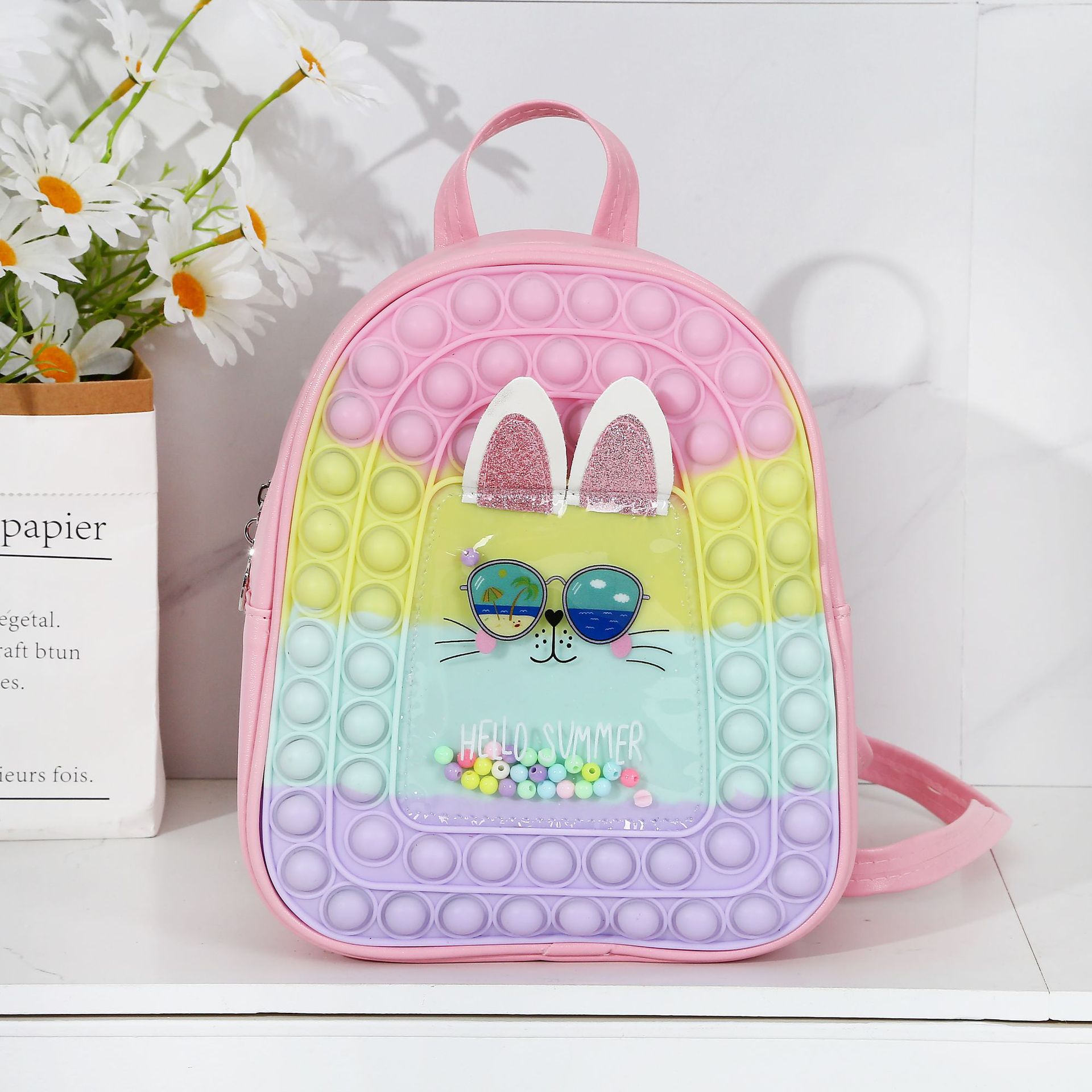 2022 Cross-Border New Rat Killer Pioneer Children Backpack Bubble Music Decompression Silicone Bag Little Girl Schoolbag