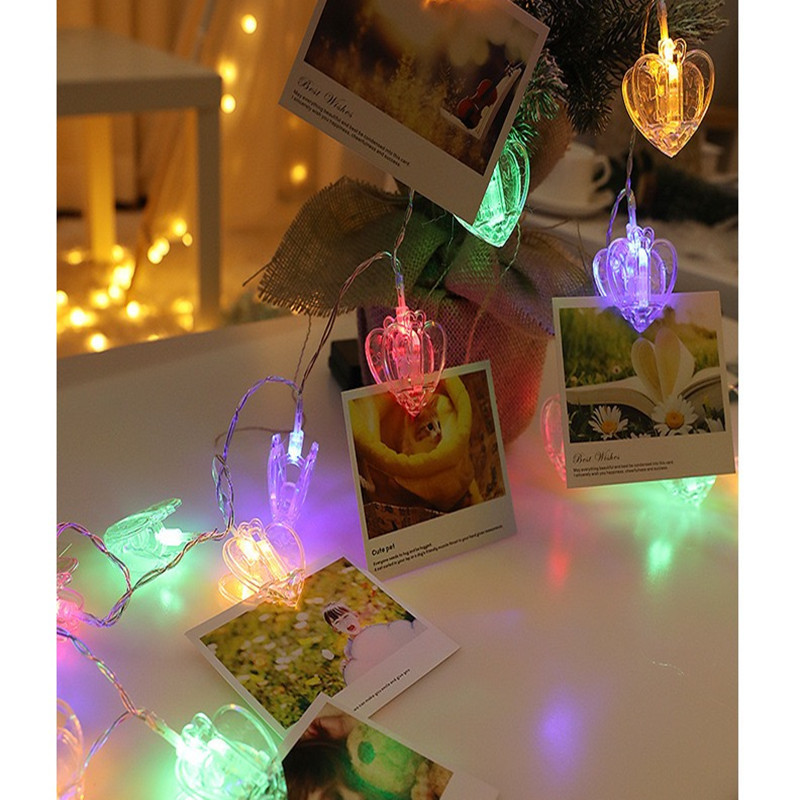 相片照片墙星星爱心夹子灯串少女心房间生日布置宿舍圣诞装饰彩灯