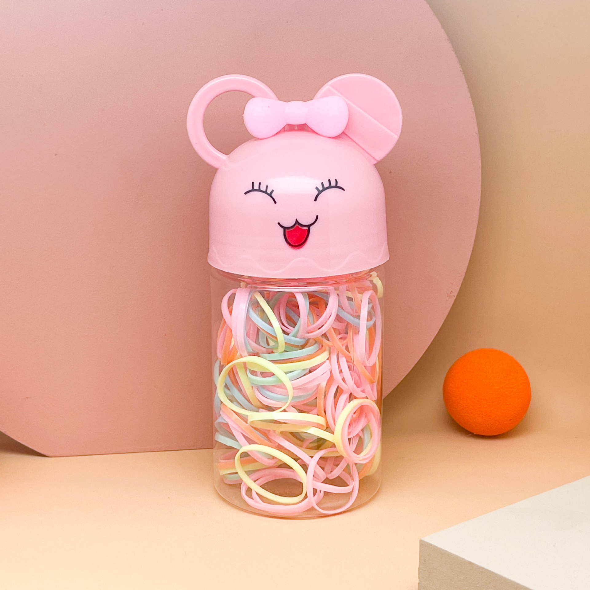 Cartoon Bottled Girls' Disposable Colored Rubber Band Highly Elastic Hair Rope Girls' Baby Hair Tie Cute Small Pull