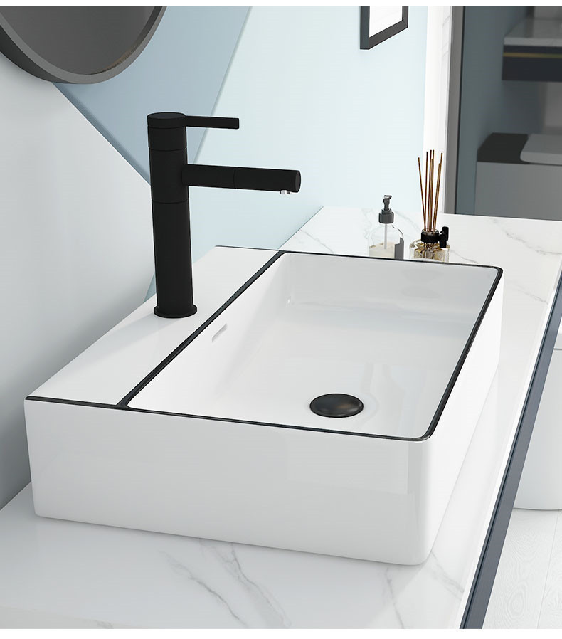 厂家直销陶瓷方形洗手盆台上盆酒店卫生间脸盆单盆家用洗漱盆面盆